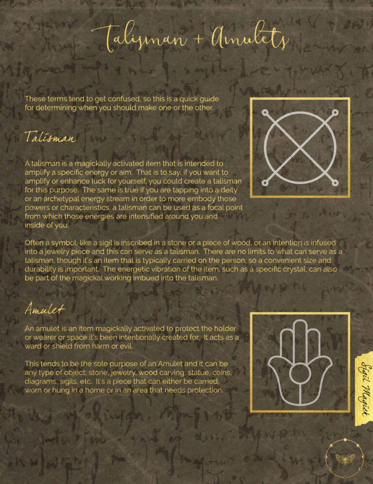 Talismans and Amulets Book of Shadows Page